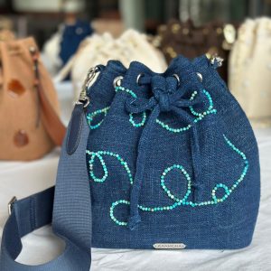 Blue bag with little light blue beads